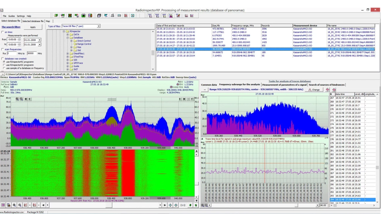 СПО РадиоСофт RadioInspectorRP для пост-анализа сохраненных баз данных панорам